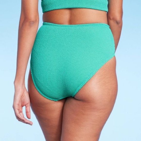 NWT Kona Sol Mid-Rise Medium Coverage Pucker Textured High Waist Bikini Bottom - Picture 3 of 4